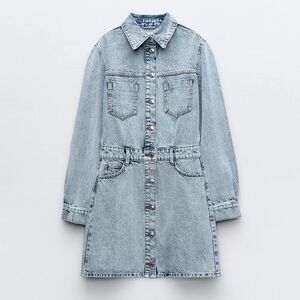 Zara Light Blue Denim Shirt Dress